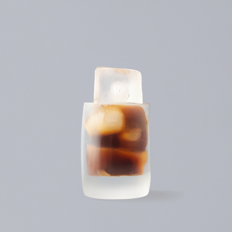 Coffee ice cubes in glass.