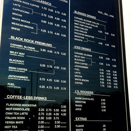 Black Rock Coffee Menu
